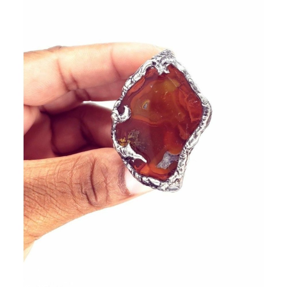 Red Agate Statement Ring - image 6